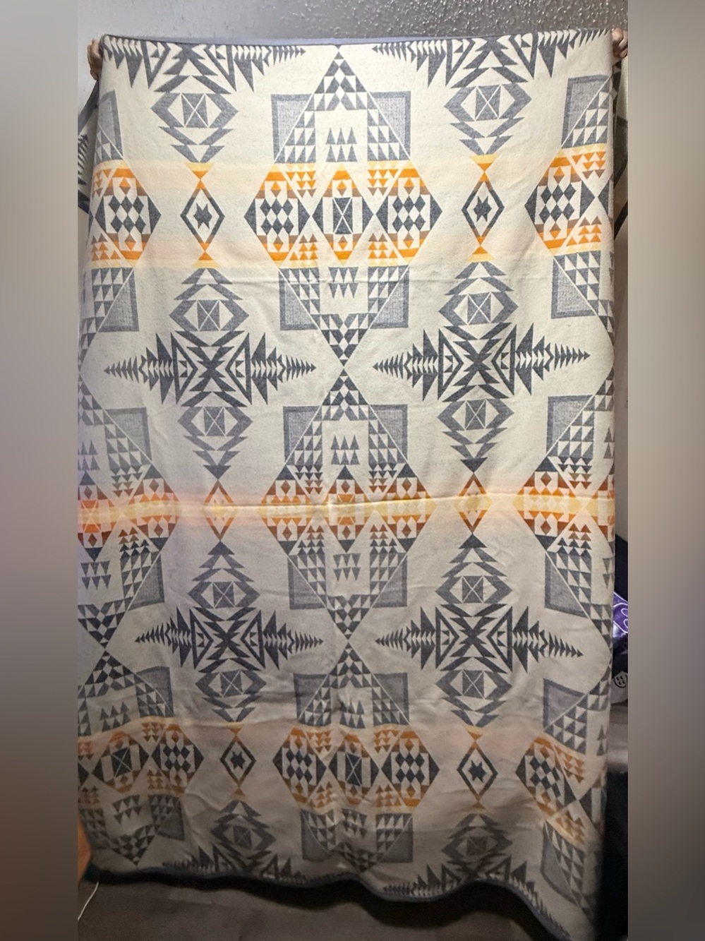 Pendleton New Western Aztec Wool Cream, Gray & yellow Geometric Aztec Throw